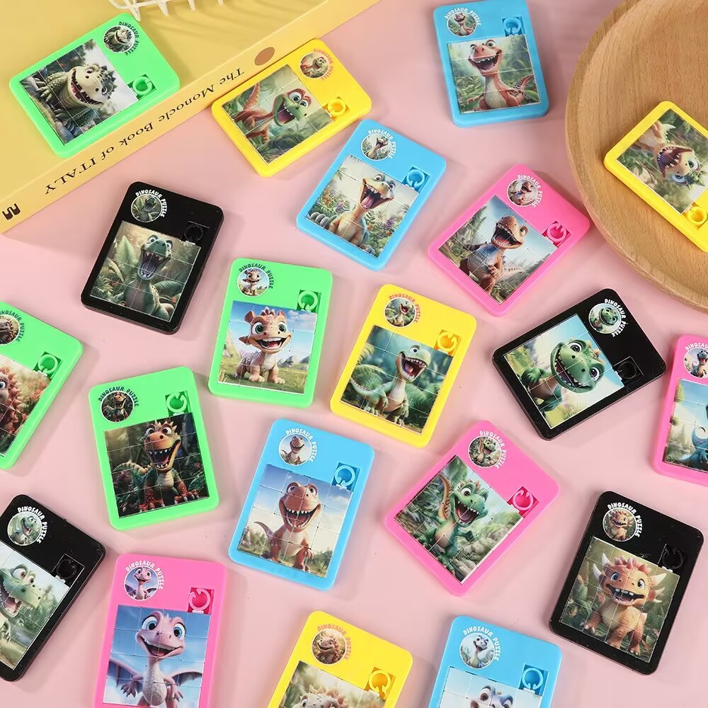 Мультяшный динозавр Хуарондао мини 16-квадратная головоломка подарок для школы и детского сада оптом