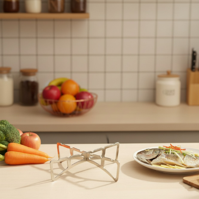 Camping Folding Cross Steaming Rack Kitchen Reversible Pot Rack Steaming Rack Multi-Functional Water-Proof and Heat-Insulating Support Rack