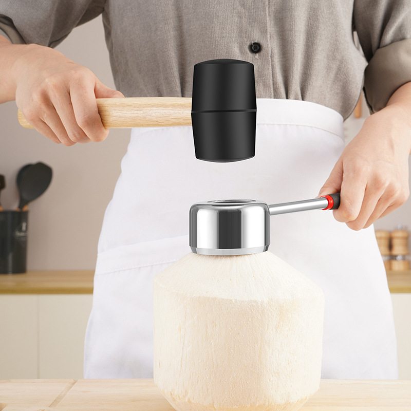 Manufacturer in stock stainless steel coconut opener suit multi-function coconut shell opener coconut meat planer