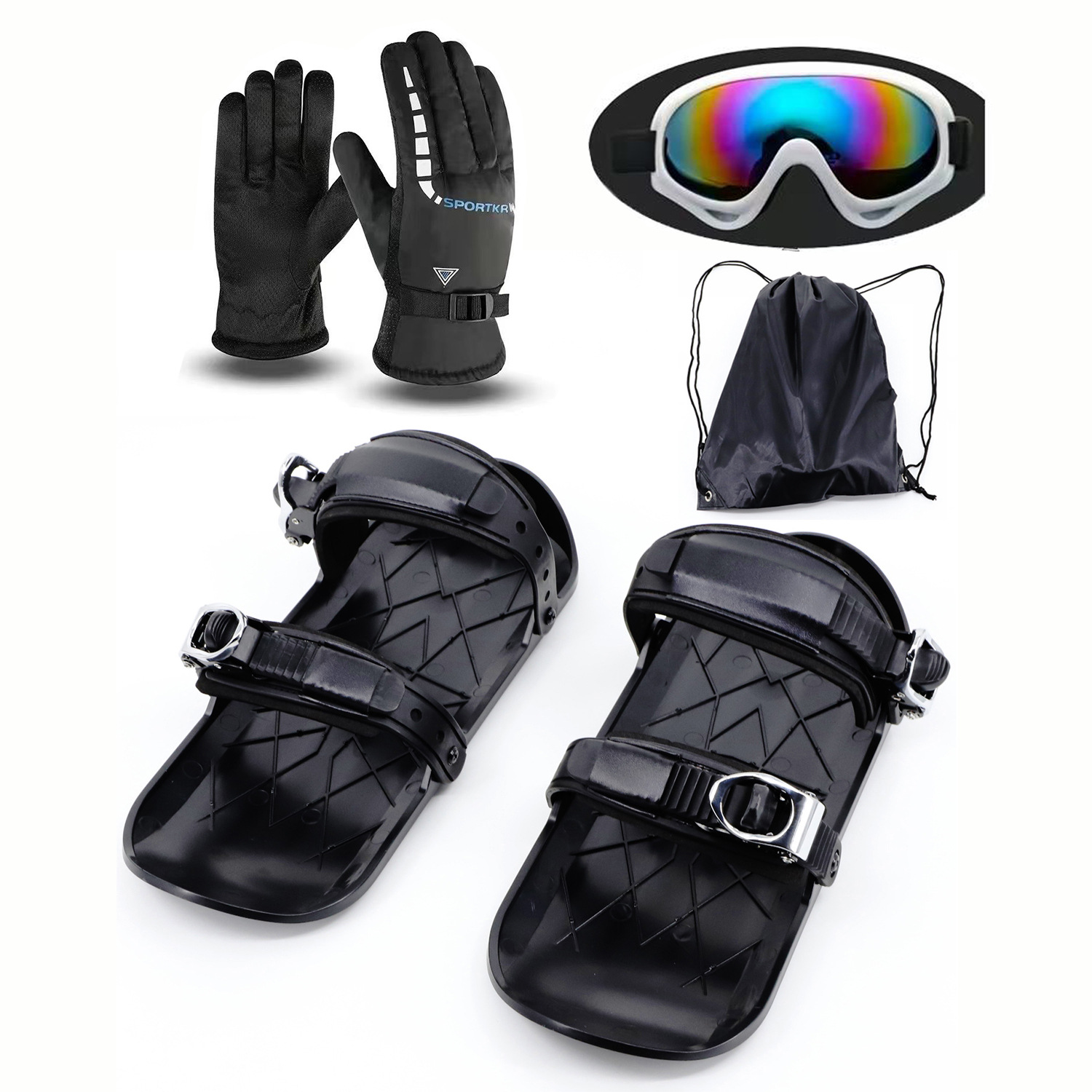 Cross-Border Hot-Selling Mini Ski Winter Outdoor Ski Shoes Wearable Adjustable Mini Ski Shoes