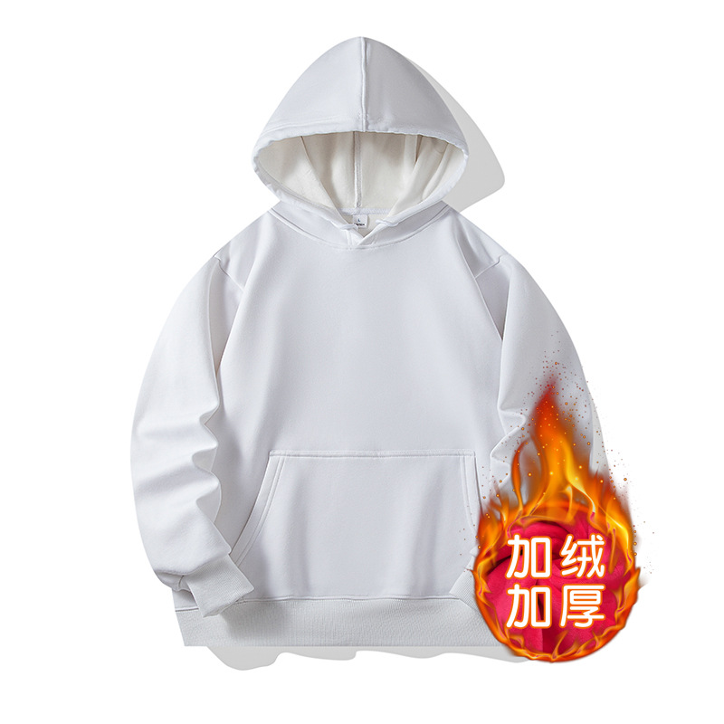 Men's Fleece-Lined Sweatshirt with Patch Pockets and Zipper, Hooded Top, 2024 New Winter Thickened Warm Sweatshirt for Women, One-Piece Wholesale