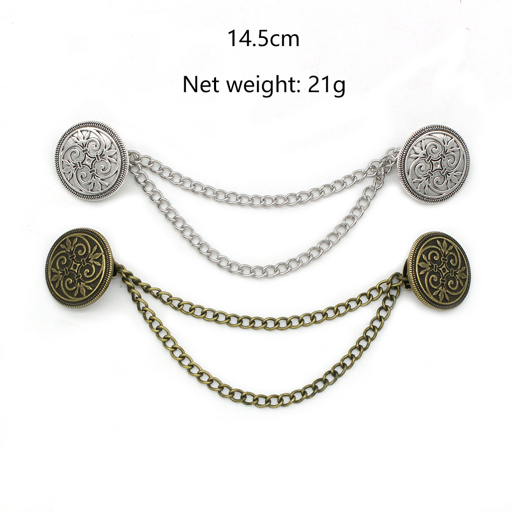 European and American Suit Brooch, Retro Sweater Collar Clip, Tassel Chain, Anti-Shoulder Drop Artifact, Diamond-Encrusted Shirt Chain, Windproof Cardigan Clip