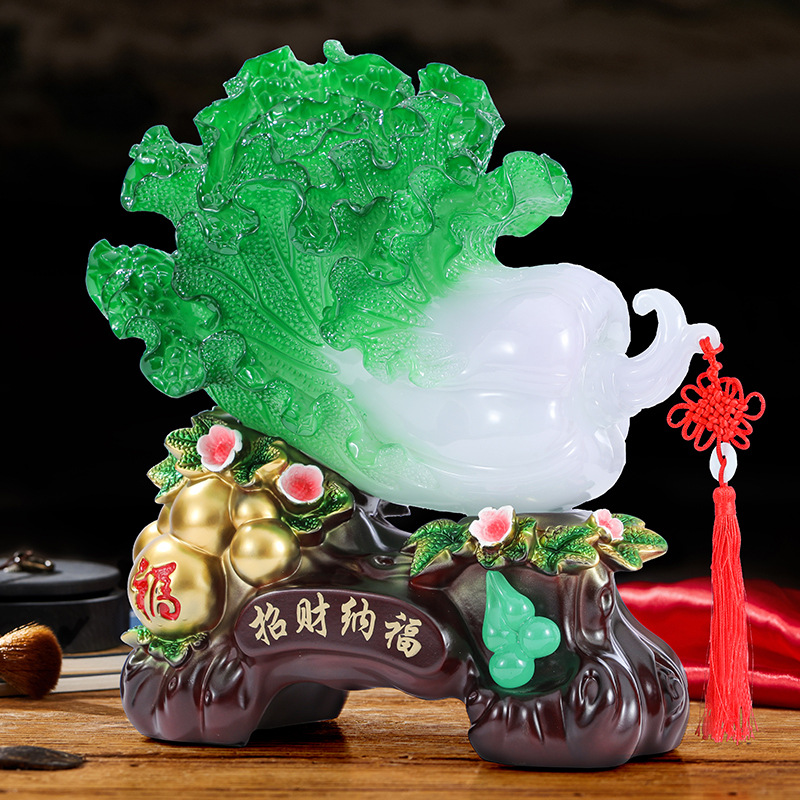 Chinese Cabbage Lucky Decoration Imitation Jade Office TV Wine Cabinet Living Room Home Decorations Housewarming Opening Gift