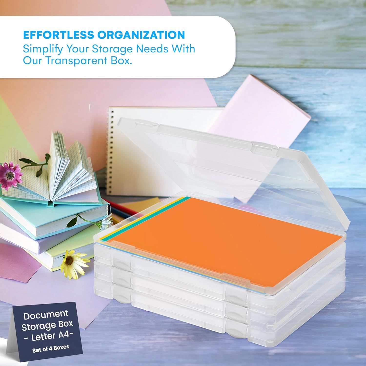 A4 Paper File Box Us Standard Storage Box Plastic Scrapbook Paper Storage Box for Crafts and Art Storage