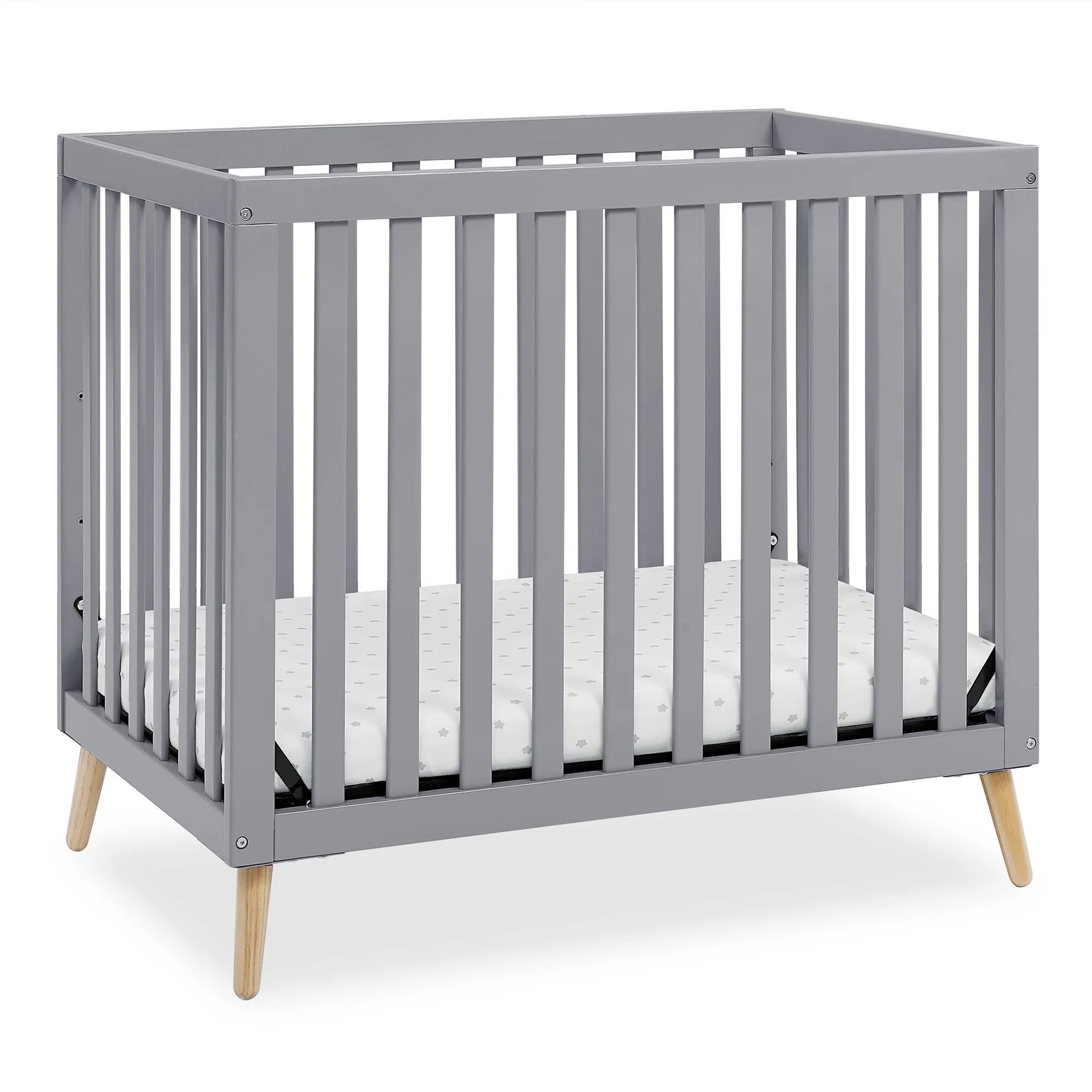 Baby Crib Made of Pure Solid Wood, White and Gray, Multifunctional Newborn Bed, Exported to the United States, Anti-Fall