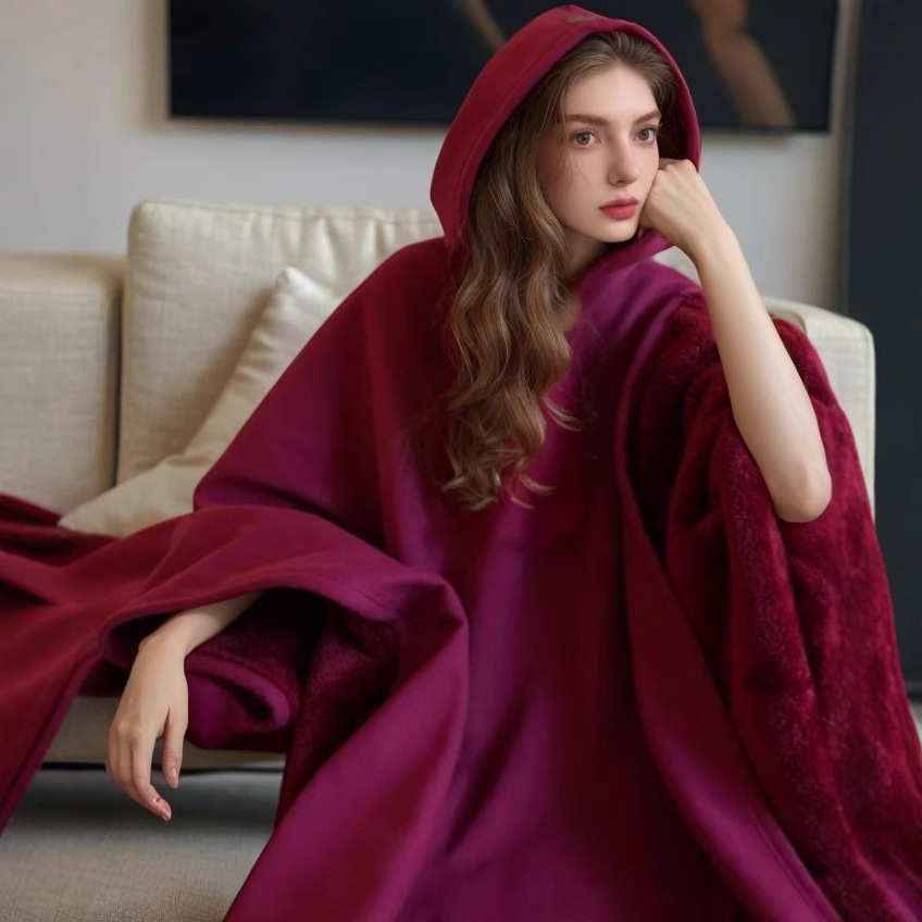 Cross-Border Spot European and American Autumn and Winter Punk Loose Hooded Woolen Tops Foreign Trade Loose Cape Tops for Men and Women