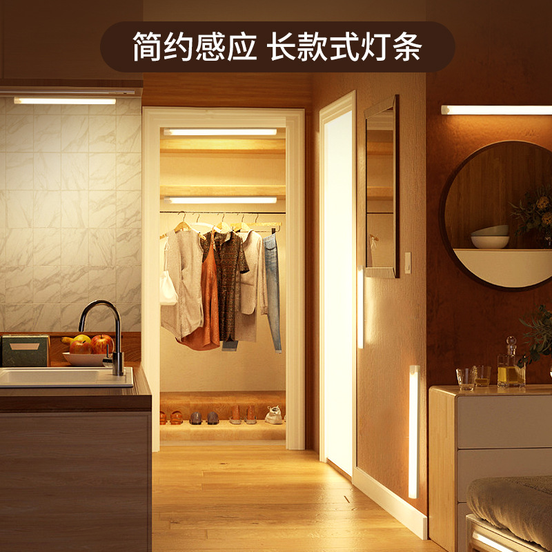 Led Human Body Sensor Lamp Wireless Magnetic Wine Cabinet Wardrobe Charging Strip Smart Cabinet Night Light Factory Cross-Border