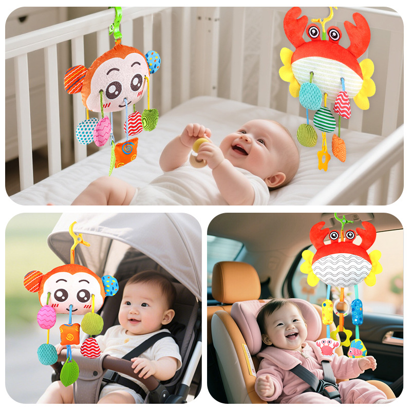 Baby Toy Stroller Wind Chime Pendant Safety Seat Rattle Bedside Doll Plush Pendant