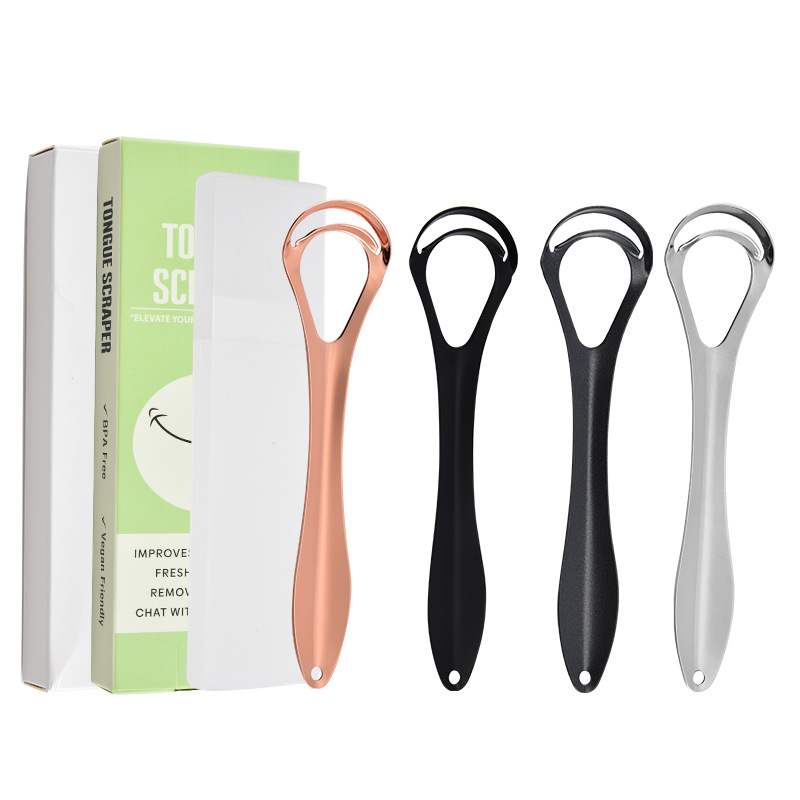 Stainless Steel Tongue Cleaner Double-Layer Scraper Tongue Scraper Adult Cleaning Tongue Scraper to Relieve Bad Breath Deep Cleaning