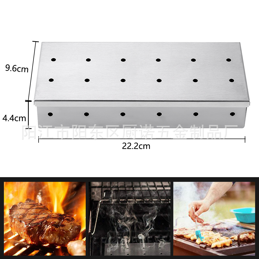 Bbq Tools Stainless Steel Smoker Box Fruit Wood Box Smoked Meat Box Bbq Matching Smoke Box Smoker Box
