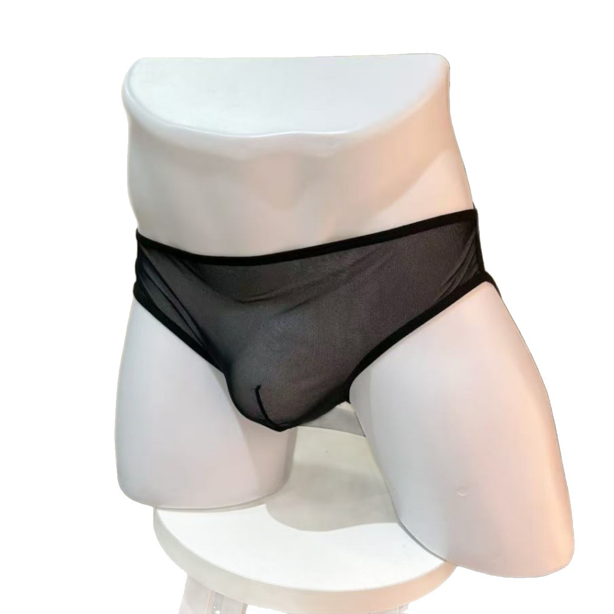 Sexy Men's Thong Underwear with Chain, Breathable Low-Rise Thin Strap Mesh Transparent Tight-Fitting Erotic Lingerie