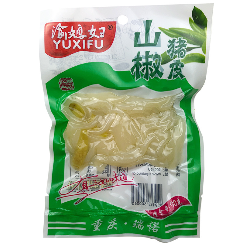 15g Yuqing Daughter-In-Law Sansho Pepper Pig Skin Pickled Pepper Pig Skin Crystal Hot and Sour Crystal Meat Skin Pork Chongqing Style Snack Food