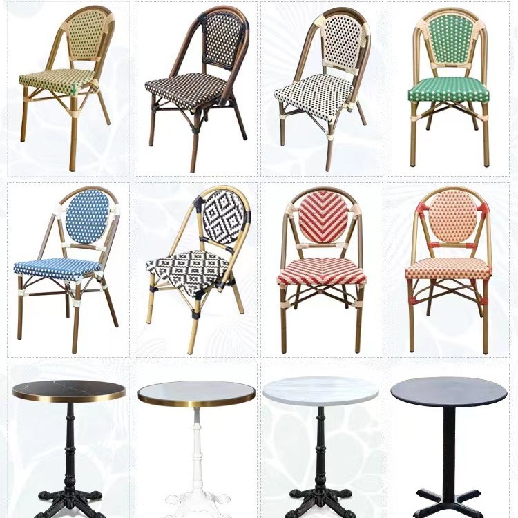 Уличный ротанговый стул из алюминиевого сплава, один французский ротанговый стул, бар, кафе, двор, водонепроницаемый ротанговый стол и стул