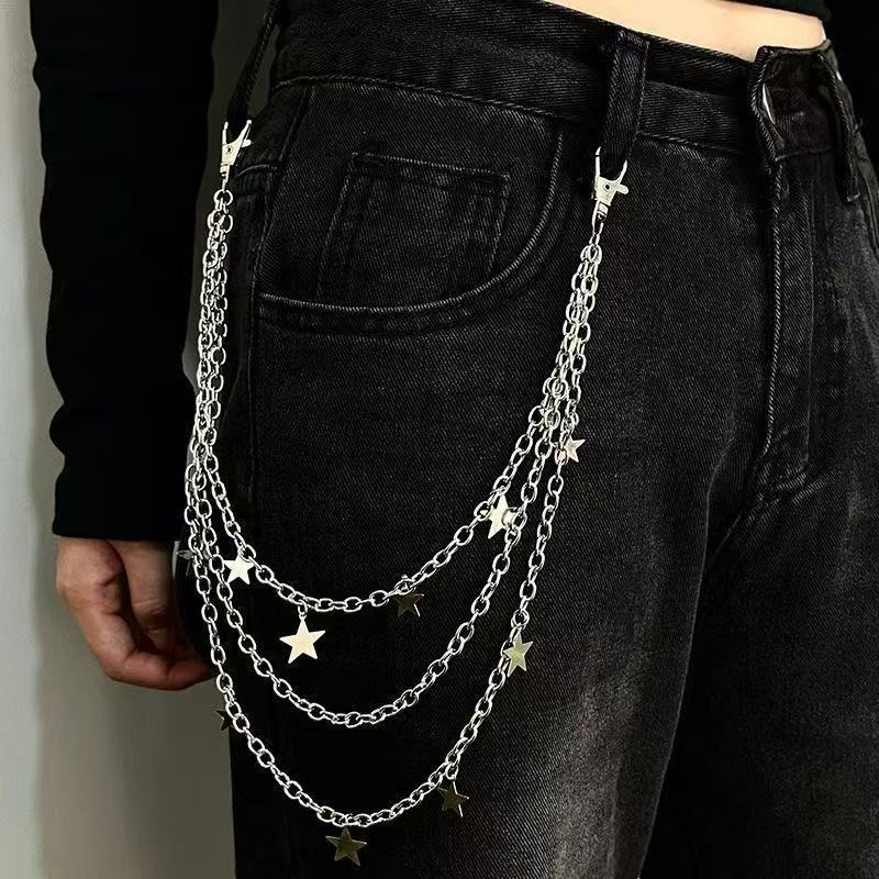 Cross-Border Jewelry, Popular Versatile Five-Pointed Star Multi-Layer Pendant Waist Chain, Street Popular Metal Chain, Personalized Trouser Chain