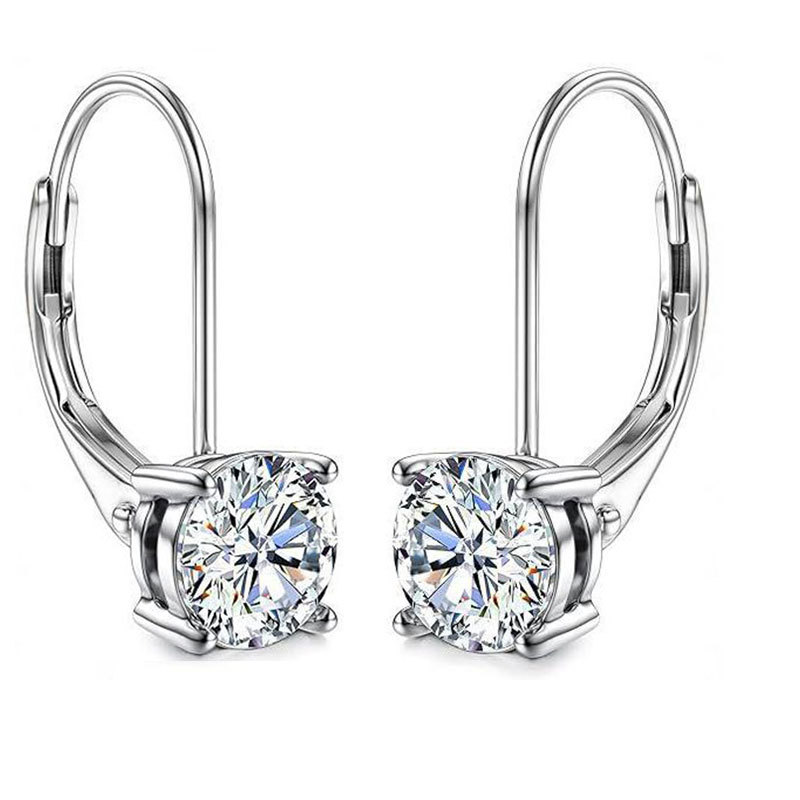 Cross-border Hot Selling 1 karat Moissanite Earrings Women's Fashion Elegant Light Luxury High-end Sense S925 Sterling Silver Earrings D Color