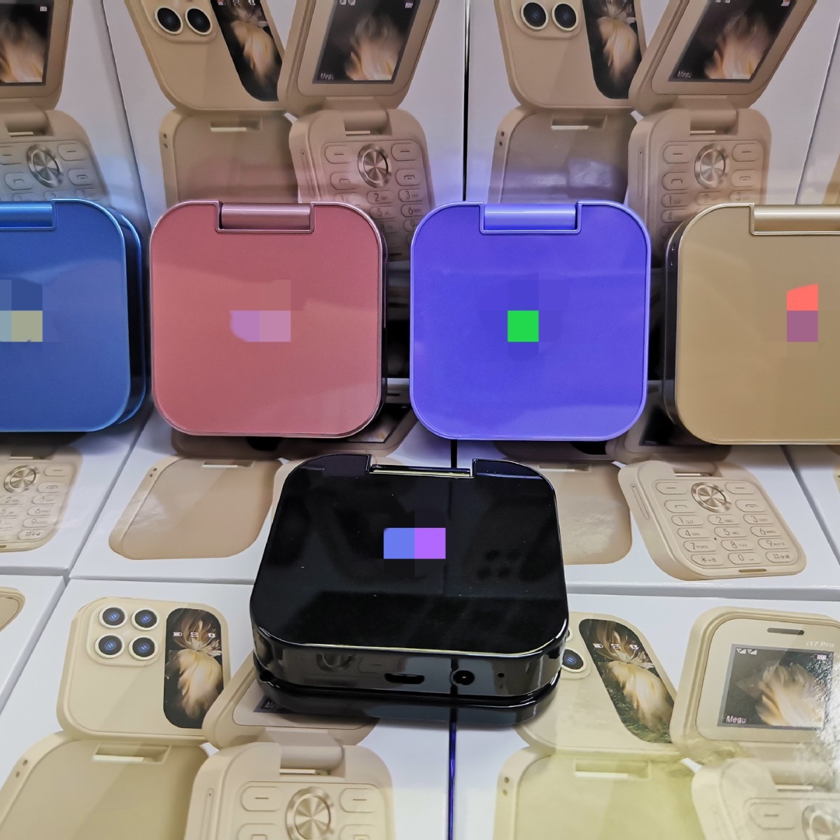 Cross-border hot selling i17pro small mobile phone elderly machine flip double card double standby large volume font elderly machine wholesale