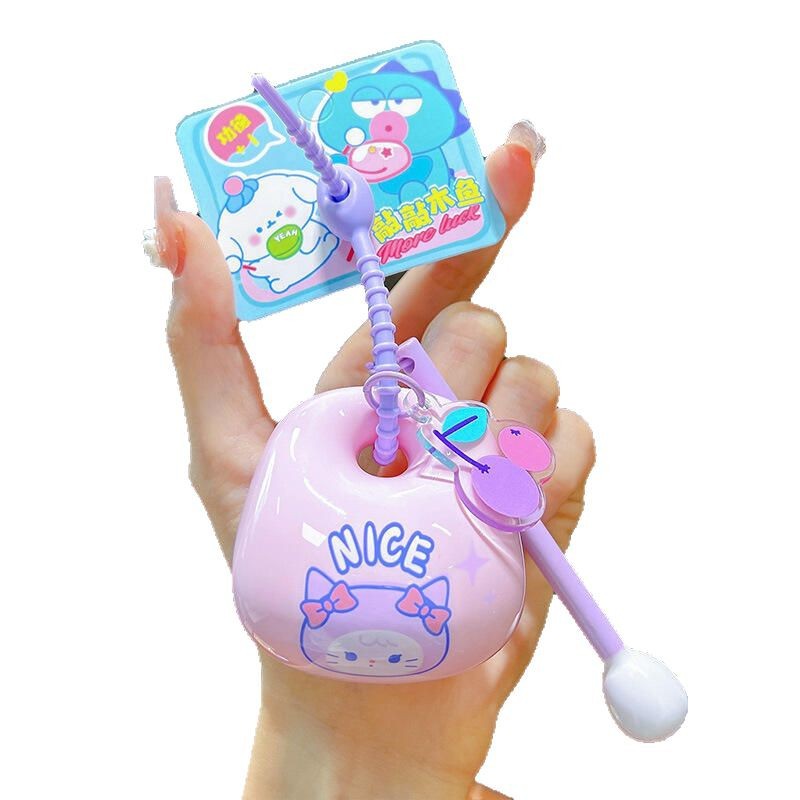 New Cartoon Cute Sanrio Stress-Relief Wooden Fish Tapping Toy, Mood-Enhancing Desktop Ornament Keychain Toy