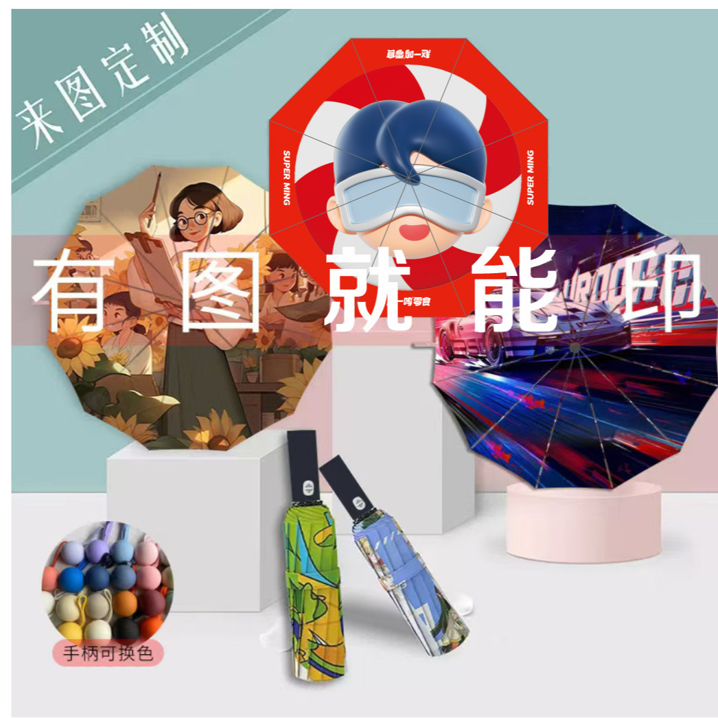 Зонт с индивидуальным дизайном Полный зонт Индивидуальная печать узора Логотип Пейзаж Культурное и креативное мероприятие Цифровая печать подарочный зонт