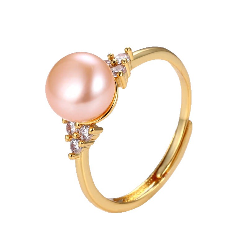 New Japanese and Korean Fashion Women's Simple and Versatile Stylish Adjustable Ring DIY Empty Support Finished Freshwater Pearl Ring
