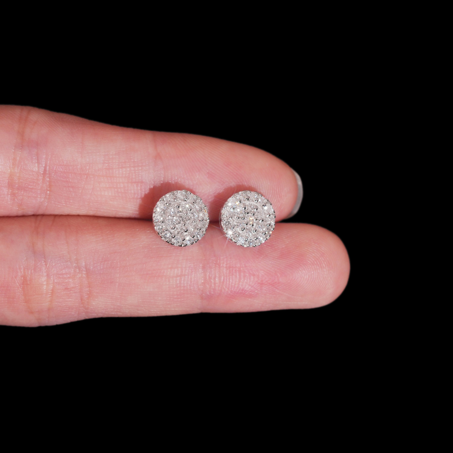 Cross-Border S925 Silver Inlaid Laboratory-Grown Diamond Hip-Hop Earrings 9 mm Round European and American Men's and Women's Popular Jewelry