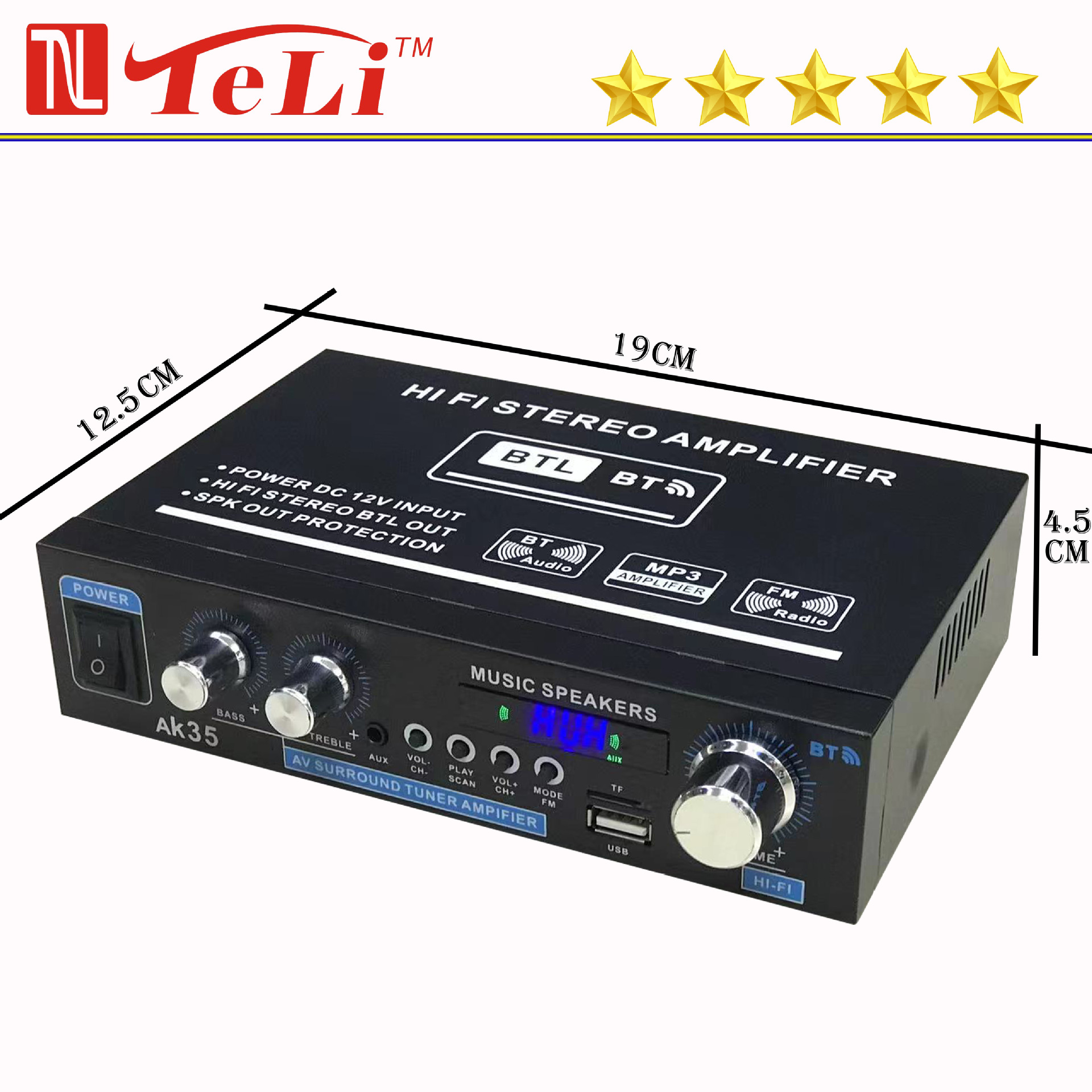 Cross-Border Export Ak-35 Bluetooth U Disk Radio 12V/110V-220V Car Home Digital Power Amplifier