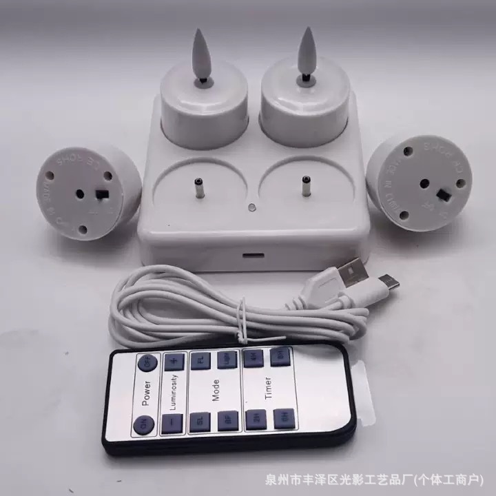 New Cross-Border Small Candle Lamp Rechargeable Remote Control Simulated Flame Led Decorative Lamp Bar Restaurant Small Tea Candle