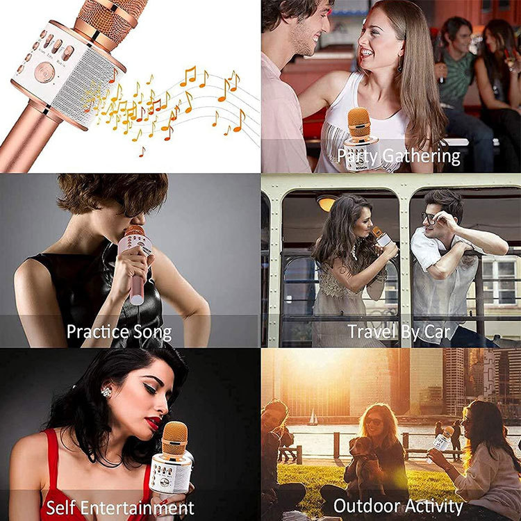 New Wireless Bluetooth Mobile Phone Microphone Portable Q37 Outdoor Ktv One-Click Silencer Processing and Customization