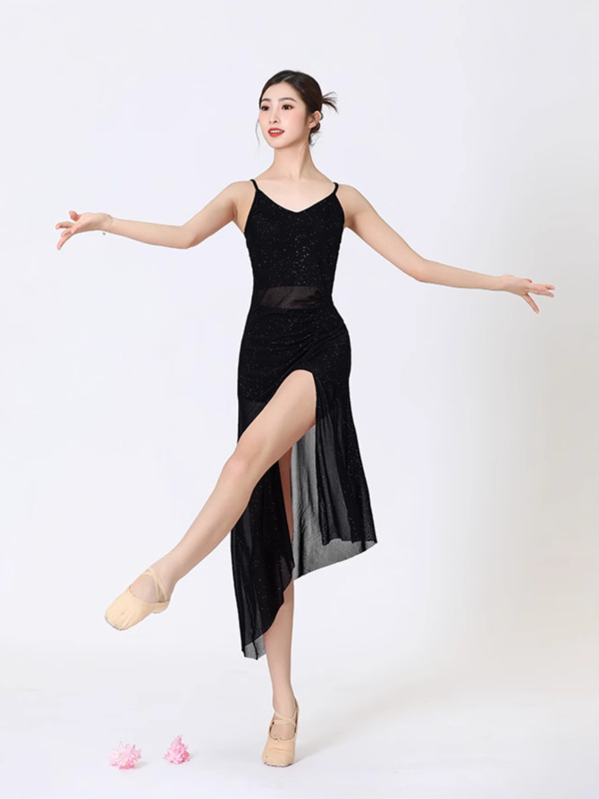 National Standard Dance Performance Suit Art Test Meat Teacher Same Mesh Latin Jazz Dance Suit Sexual Beauty Back dress