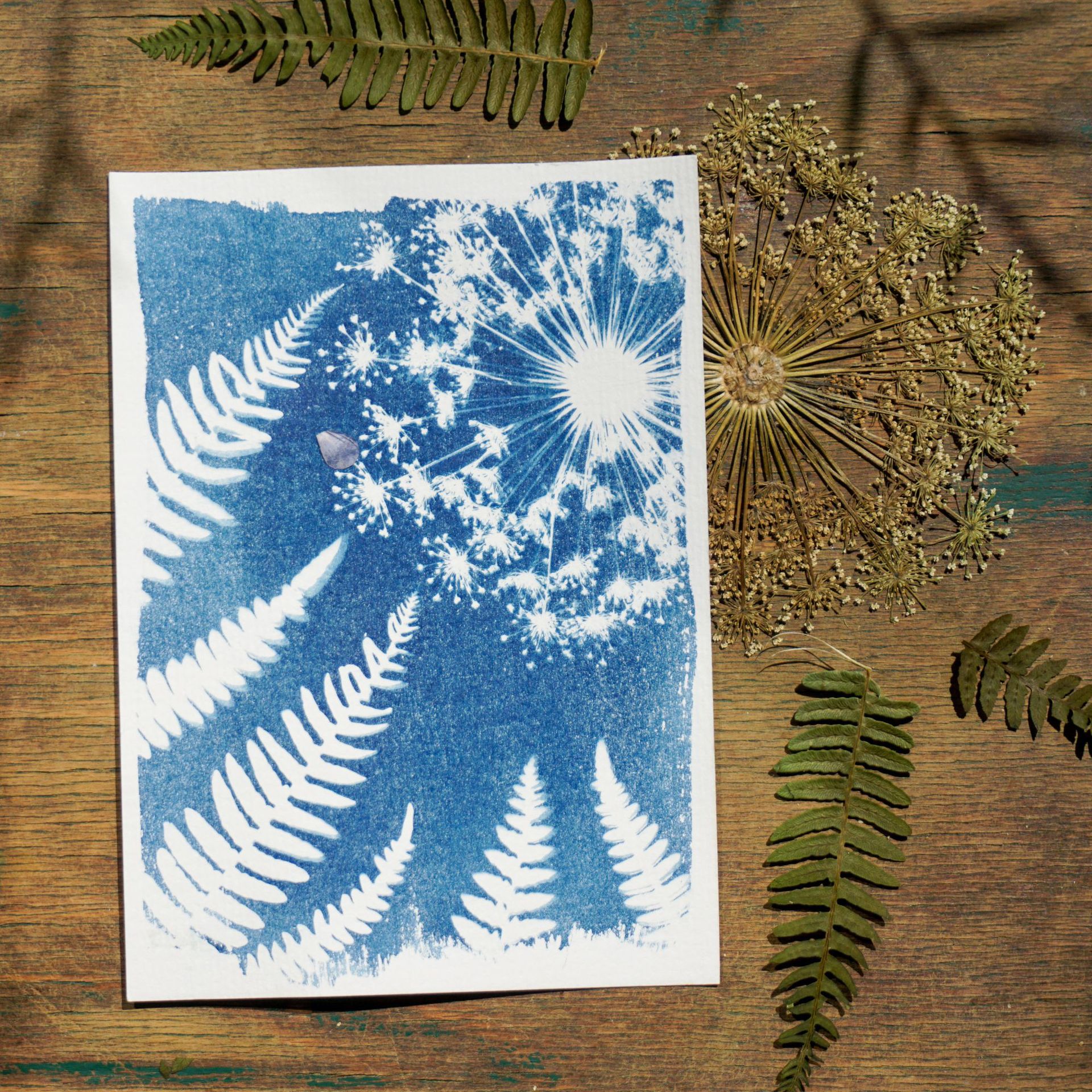 Blue drying paper CyanotypePaper Sun photosensitive printing art paper A5 blue dyed plant tie-dye diy handmade