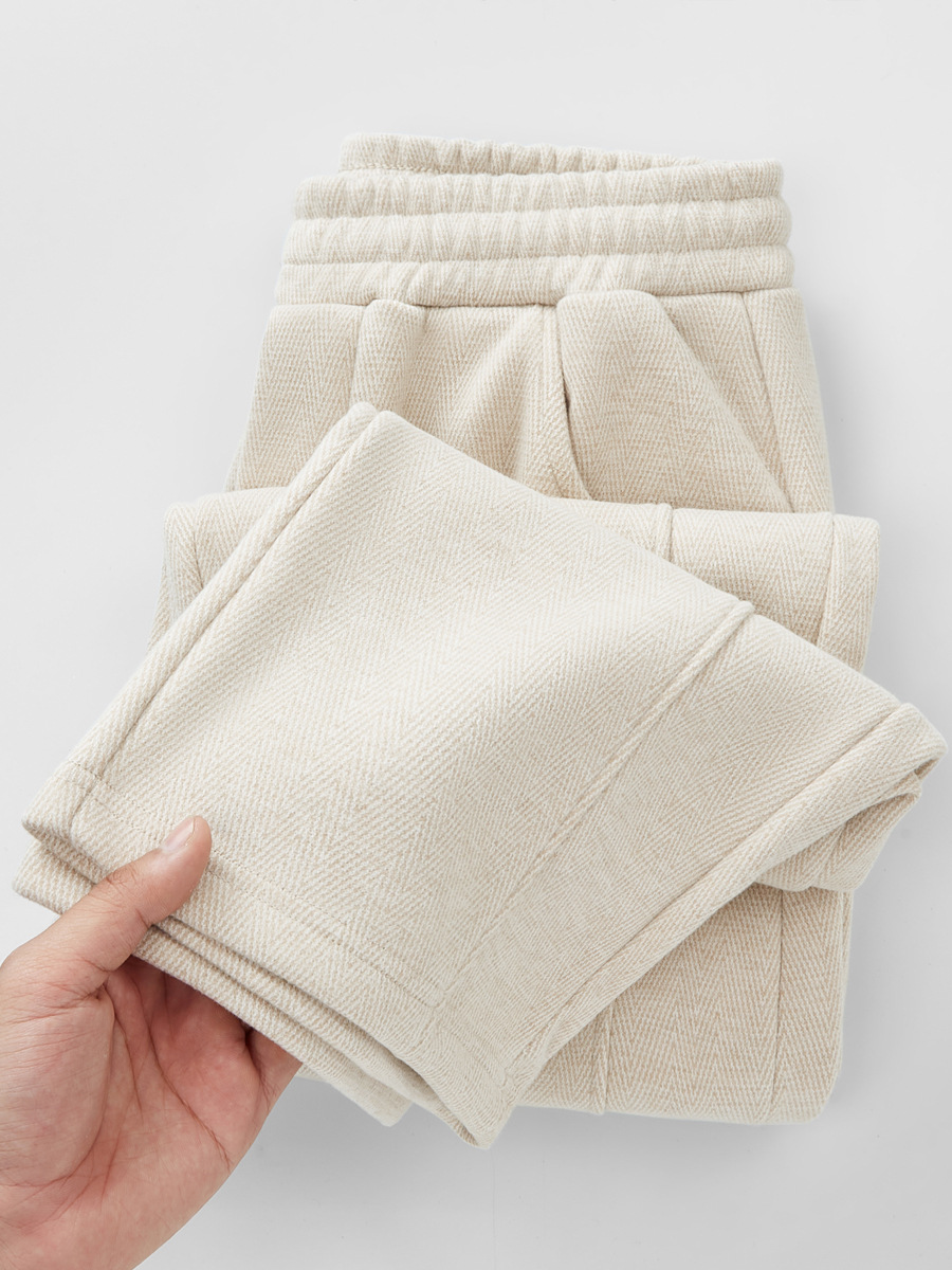 3D Draped! Smooth Straight-Leg Trousers, Acetate Wool Trousers, Autumn and Winter Velvet Thickeneded Warm Casual Trousers, Long Sweatpants