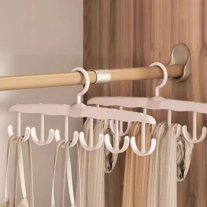 Wave-Shaped Clothes Hanger for Home Dormitory Students, with Multiple Hooks for Hanging Clothes and Underwear, Multifunctional Rotating Storage Organizer