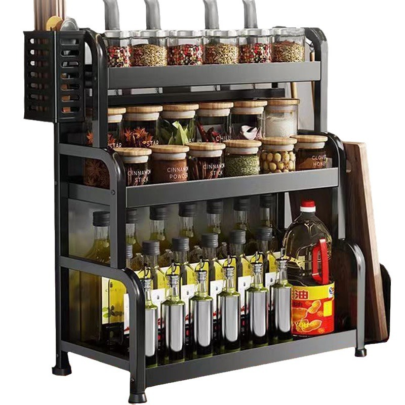 Kitchen Storage Rack Stainless Steel Condiment Knife Rack Wide 22 Table Chopsticks Oil Salt Sauce Vinegar Seasoning Multifunctional Storage