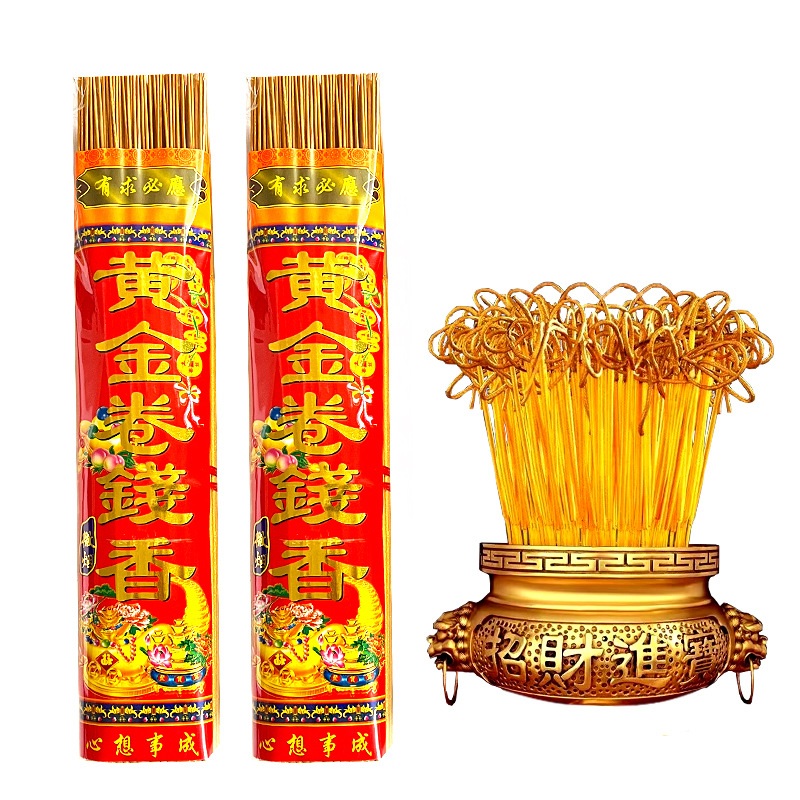 Gold roll money incense hook money bamboo incense natural home temple Buddha incense god of wealth for incense smoke factory direct sales