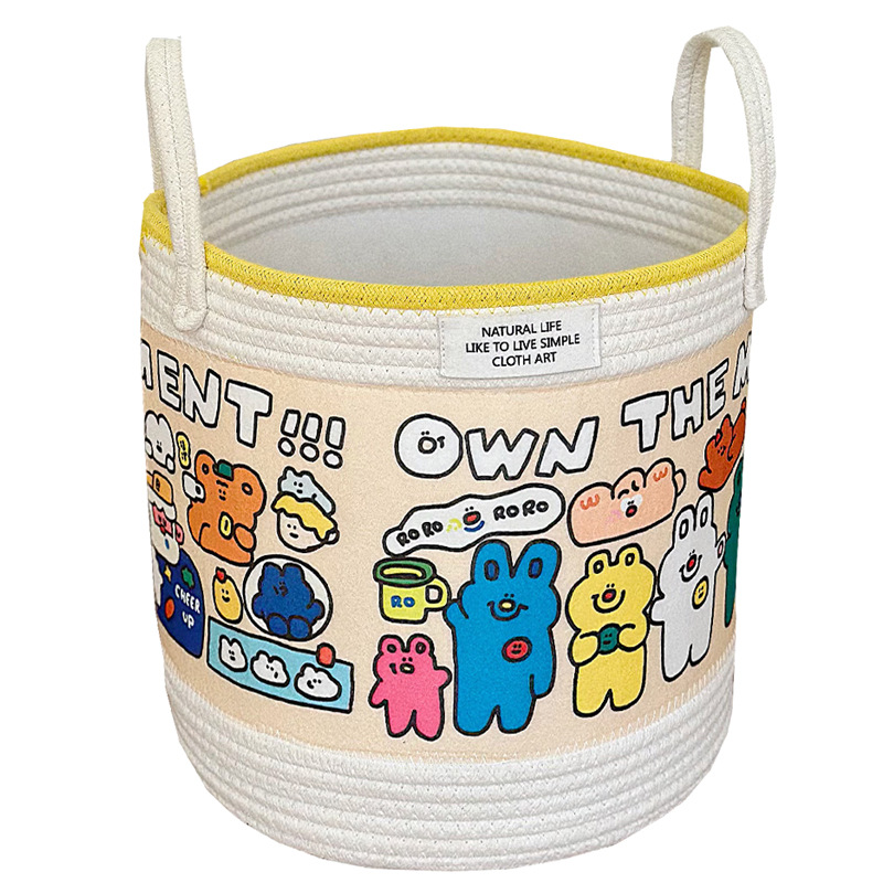 Cute Cartoon Storage Barrel Children's Toy Storage Basket Portable Snacks Storage Basket Dirty Clothes Bucket Student Dormitory Finishing