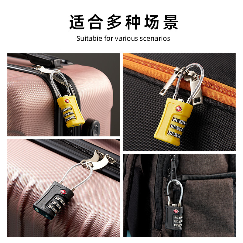Customs Lock Travel Luggage Locker Gym Color-blocking Wire Rope TSA Customs Code Padlock Code Lock