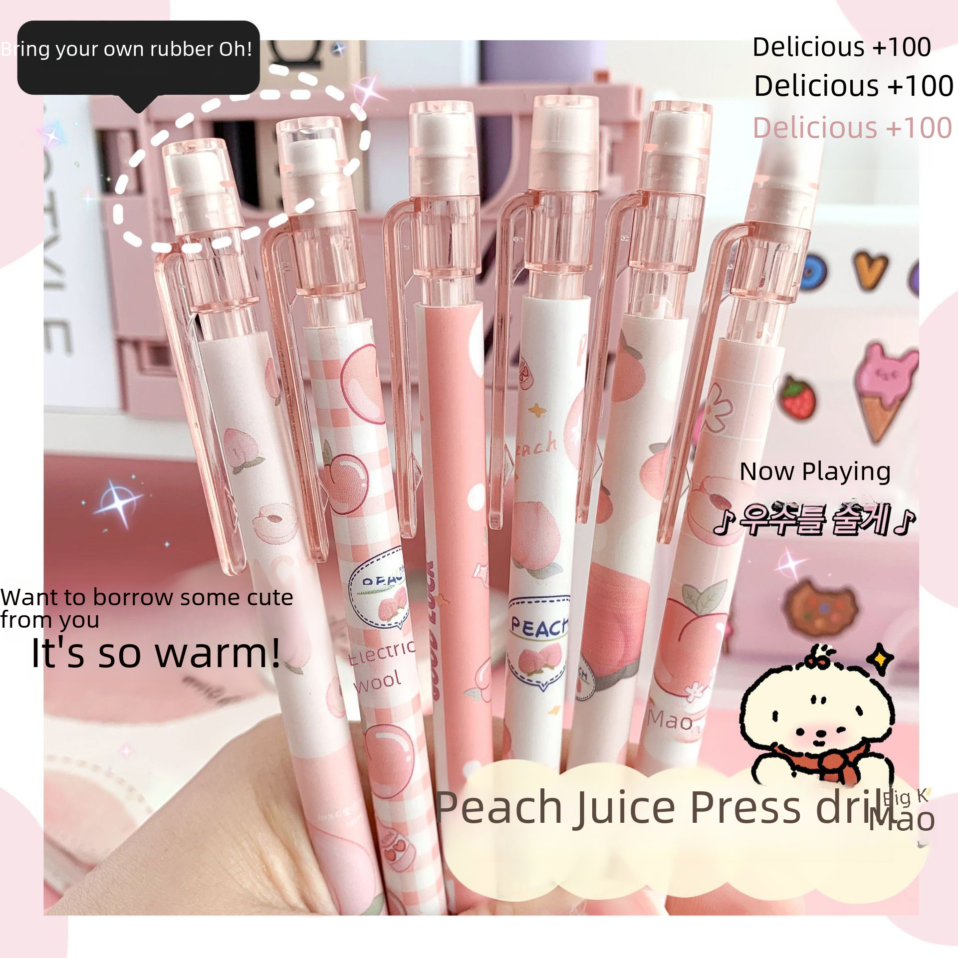 Creative Peach Automatic Pencil Primary School High Color Value Small Dinosaur Activity Pencil No-cutting Press Pencil 0.5