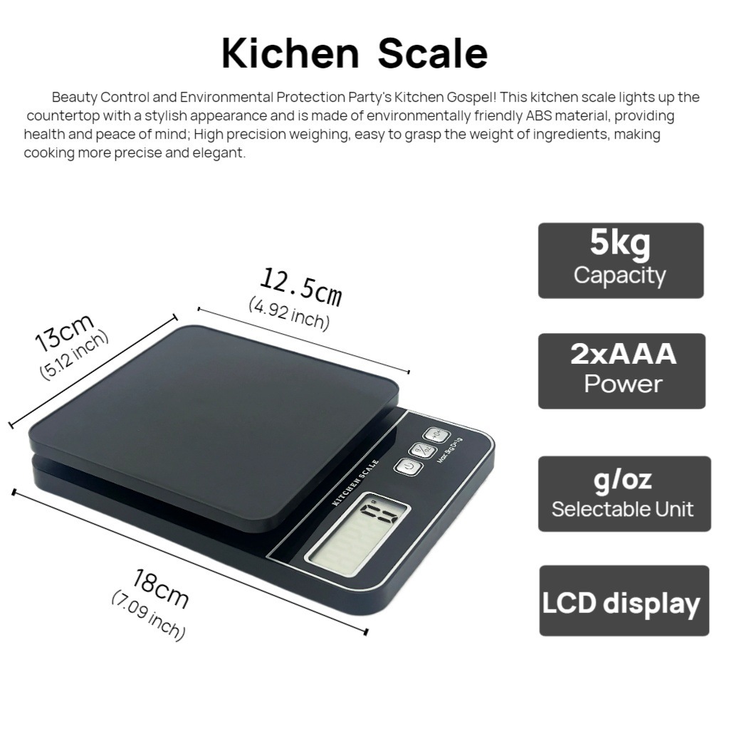 Kitchen Electronic Scale High-Precision Small Electronic Scale Food Scale Baking Household Commercial Overseas Electronic Scale Wholesale