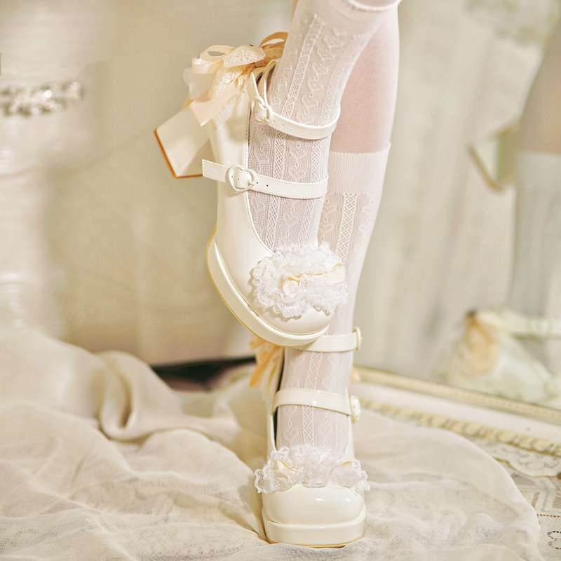 Туфли Лолита, милые и сладкие, водонепроницаемая платформа, высокие каблуки, фея, бант