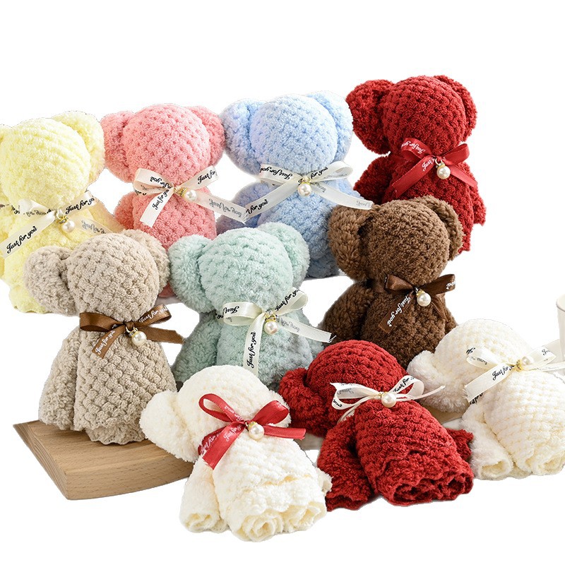 Customized Coral Velvet Bear Towel Souvenir Wedding Shop Wedding Small Gift Wholesale Opening Return Gift Towel Bear