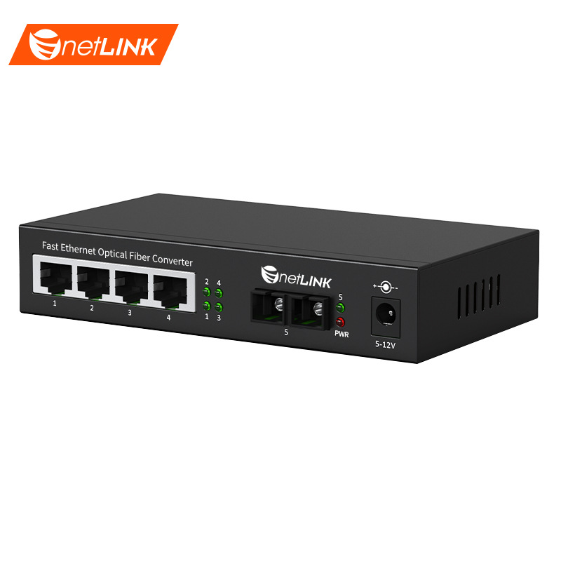Волоконно-оптический трансивер Netlink HTB-GS-03/4GE-M, гигабитный, 1 оптический, 4 электрических, многомодовый, двойной волоконный