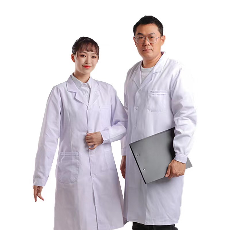 Factory Direct Sales of Men's and Women's White Coats, Long-Sleeved Medical Uniforms for Dentists, Beauty Salons, Pharmacies, Workwear, and Medical Staff Uniforms