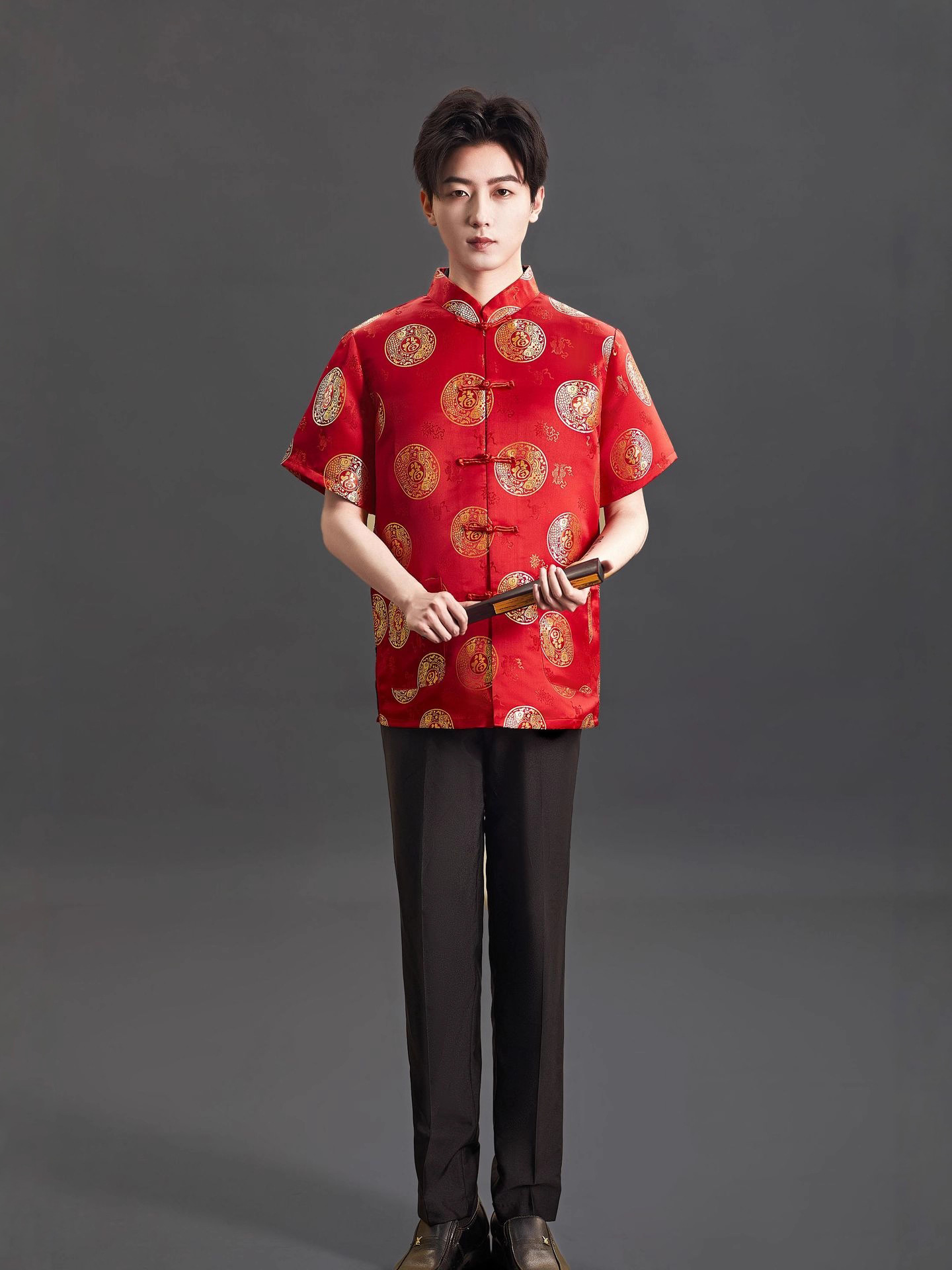 Brocade New Style Stand-Up Collar Tang Suit Men's Retro Chinese Style Tops for Middle-Aged and Elderly Birthday Banquets Chinese Style Festive Groomsmen Dresses