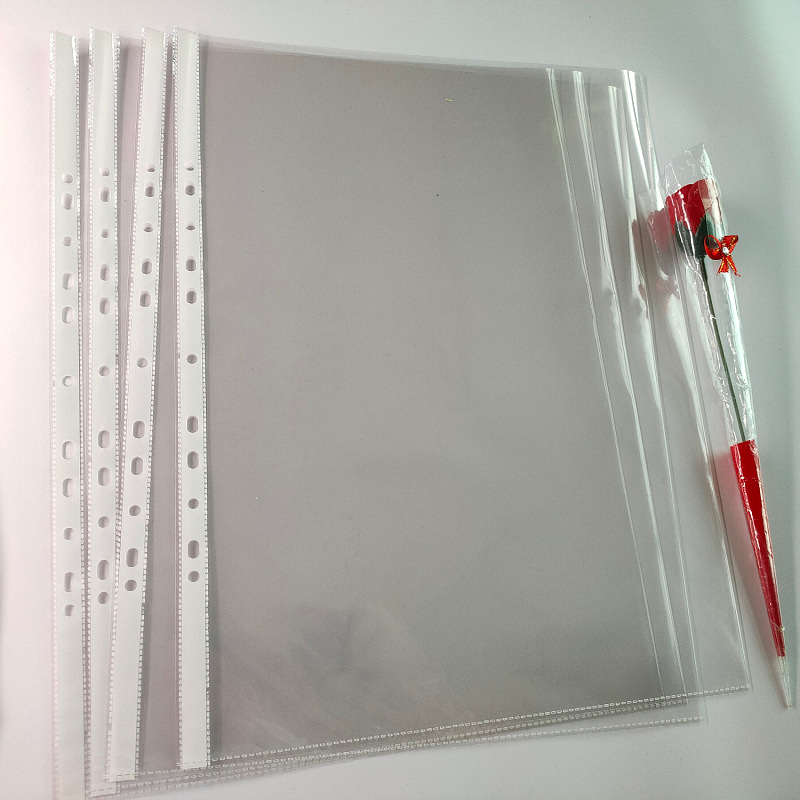 Factory Direct high transparent multi-specification size 11-hole 4-hole opp white strip bag sample book inner page loose-leaf Data Book