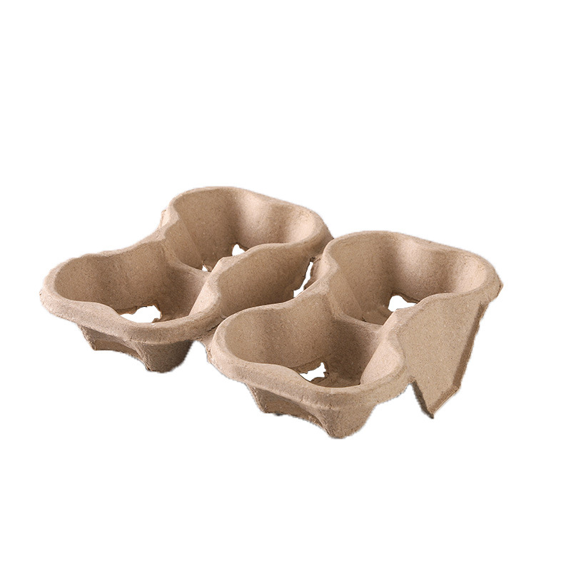 Can tear four cup holder disposable cup holder coffee milk tea shop take-out packaging thickened bottom holder environmentally friendly biodegradable cup holder