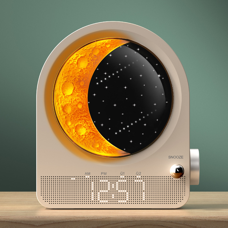 Manufacturer Supplies Aj350A White Noise Natural Sound Moon Lamp Meteor Lamp Scene Speaker 2 Sets of Alarm Clock Wake-Up Light