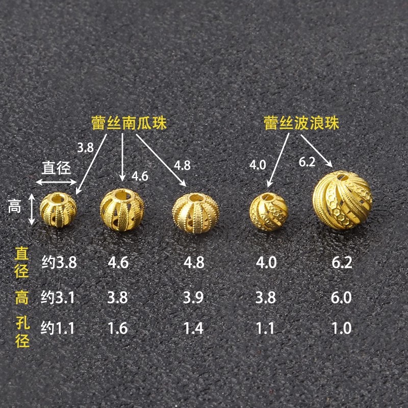 18K Ancient Gold Pumpkin Beads Lantern Beads Corrugated Beads Lace Cut Out Beads Loose Beads DIY Bracelet Necklace Bead Accessories