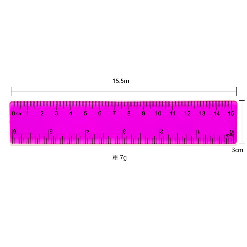 Advertising ruler 15cm color plastic ruler color transparent ruler learning tools simple ruler support wholesale