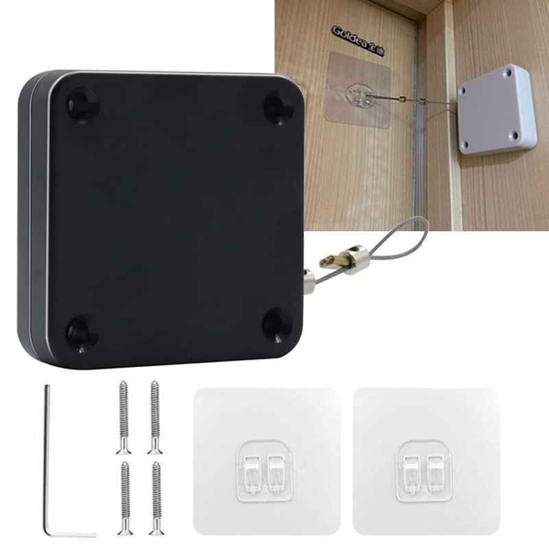 Sliding Door automatic door closer household door closing spring iron door pull rope punch-free close door closer