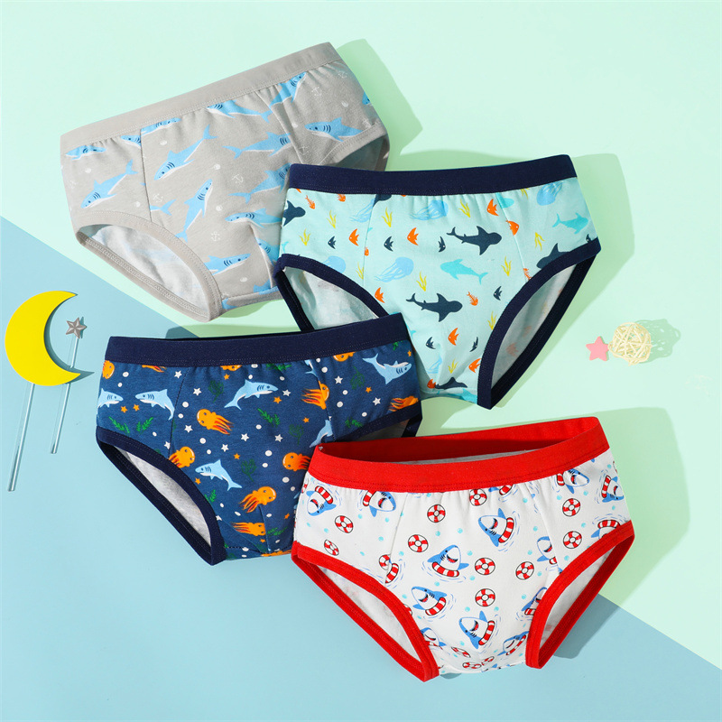 Boys' Underwear Pure Cotton Comfortable and Breathable Kidsren's Underwear for Boys, Middle and Large Kidsren Cartoon Baby Boy Briefs Factory Direct Sale