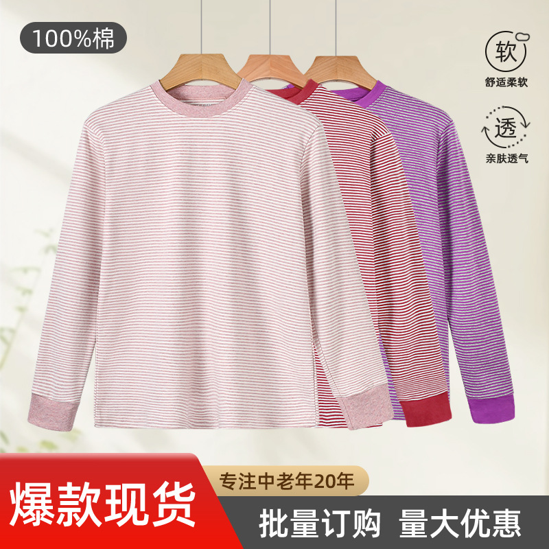 Хлопковая осенняя одежда для женщин, свободные и большие хлопковые свитеры, свитеры с круглым вырезом, теплое хлопковое термобелье для матерей среднего и пожилого возраста